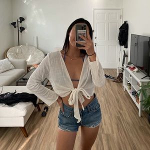 Brandy Melville White Wrap Top